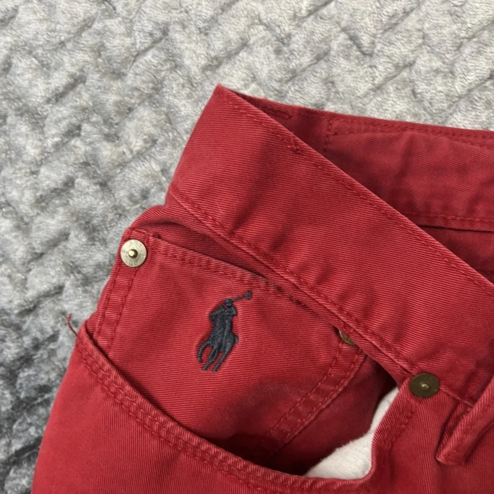 Polo Ralph Lauren 650 Denim Jean Pant Men 33x32 Red Straight Prep Chino Cotton - Picture 3 of 16